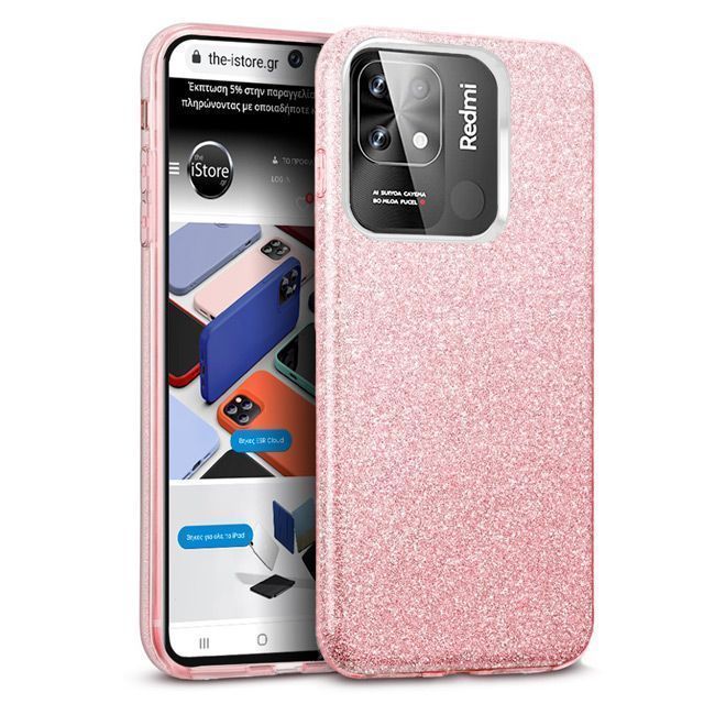 Hybrid Strass Pink Case Xiaomi Redmi 10C ΘΗΚΕΣ OEM Hybrid Strass Pink Case Xiaomi Redmi 10C