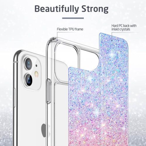 Alternative view of ESR Glamour Crystal Glitter Case Red Blue iPhone 11