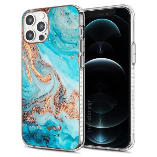 Glossy Watercolor Case iPhone 12 Pro Max Azzurro