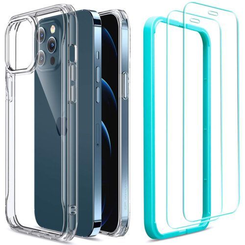 ESR iPhone 12 Pro Max Sidekick Case Clear + Tempered Glass (2-Pack With Easy Installation Frame) STOCK OFFERS ESR ESR iPhone 12 Pro Max Sidekick Case Clear + Tempered Glass (2-Pack With Easy Installation Frame)