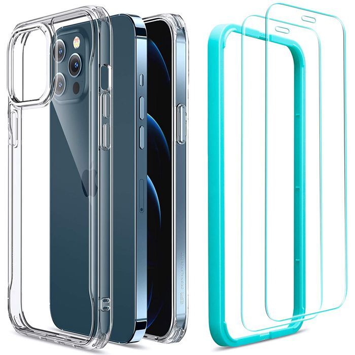 ESR iPhone 12 Pro Max Sidekick Case Clear + Tempered Glass (2-Pack With Easy Installation Frame) STOCK OFFERS ESR ESR iPhone 12 Pro Max Sidekick Case Clear + Tempered Glass (2-Pack With Easy Installation Frame)