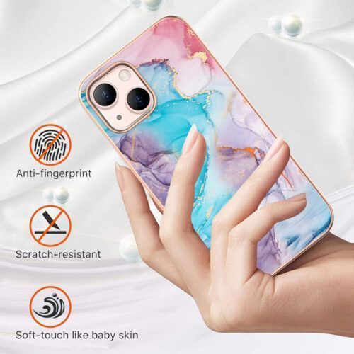 Alternative view of Royal Marble Silicone Case Violet iPhone 13
