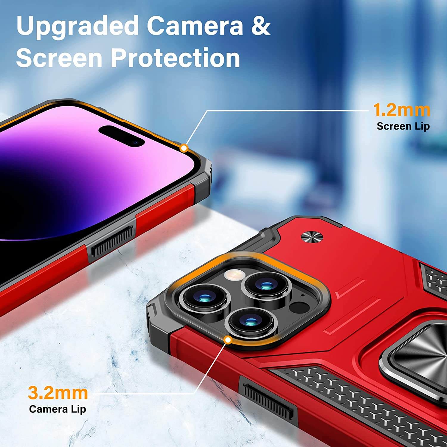 Armor Ringstand Case Red iPhone 14 Pro STOCK OFFERS OEM Armor Ringstand Case Red iPhone 14 Pro - Image 2
