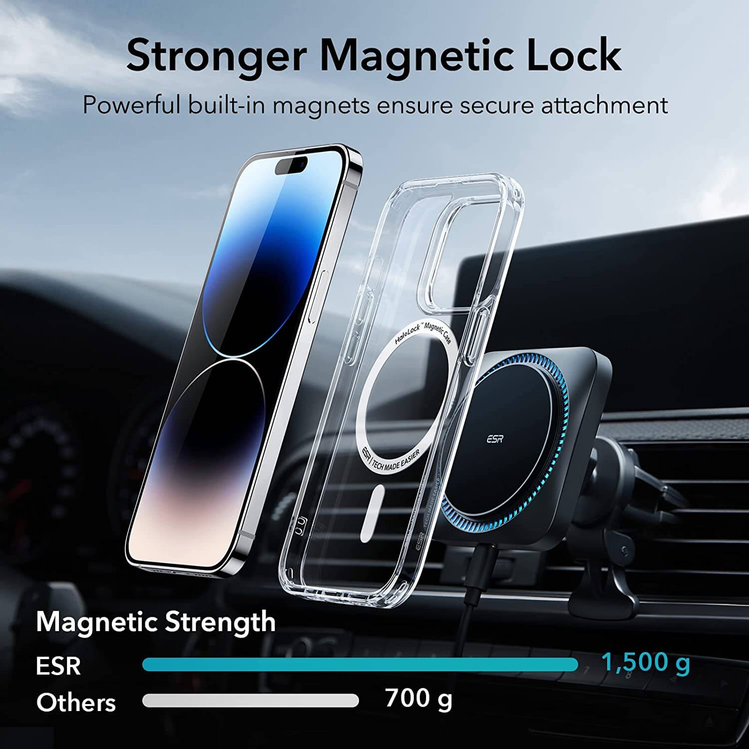 (2+1 Pack) Full Protection Set ESR iPhone 14 Pro Max Classic Hybrid HaloLock MagSafe Clear ΘΗΚΕΣ ESR (2+1 Pack) Full Protection Set ESR iPhone 14 Pro Max Classic Hybrid HaloLock MagSafe Clear - Image 6