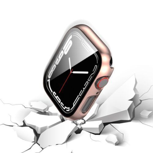 Alternative view of 2-in-1 Hard Frame Rose Gold + Tempered Glass Apple Watch 45mm