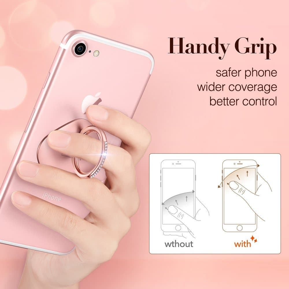 ESR Zinc Alloy Ring Stand – Pink with Crystals GADGETS ESR ESR Zinc Alloy Ring Stand - Pink with Crystals - Image 4
