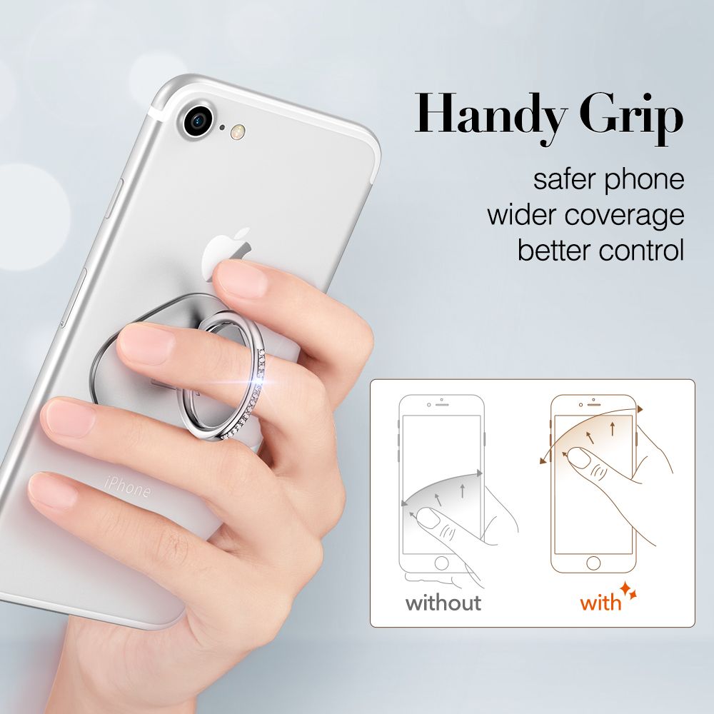 ESR Zinc Alloy Ring Stand – Silver with Crystals GADGETS ESR ESR Zinc Alloy Ring Stand - Silver with Crystals - Image 6