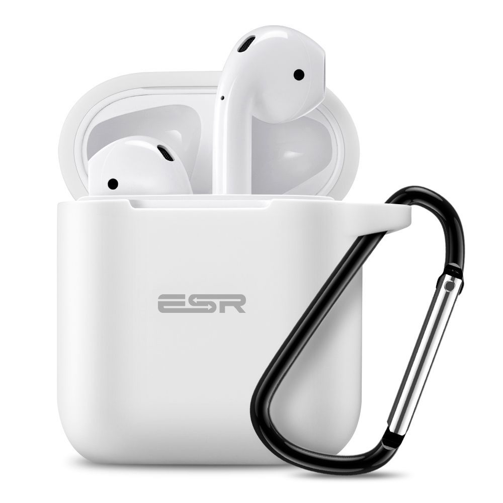 ESR AirPods Protective Silicone Case White (With Keychain) APPLE AIRPODS ESR ESR AirPods Protective Silicone Case White (With Keychain)