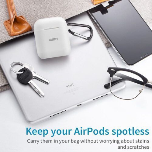 Alternative view of ESR AirPods Protective Silicone Case White (With Keychain)