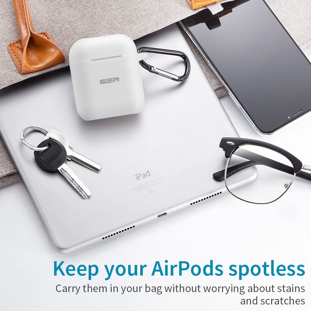 ESR AirPods Protective Silicone Case White (With Keychain) APPLE AIRPODS ESR ESR AirPods Protective Silicone Case White (With Keychain) - Image 2
