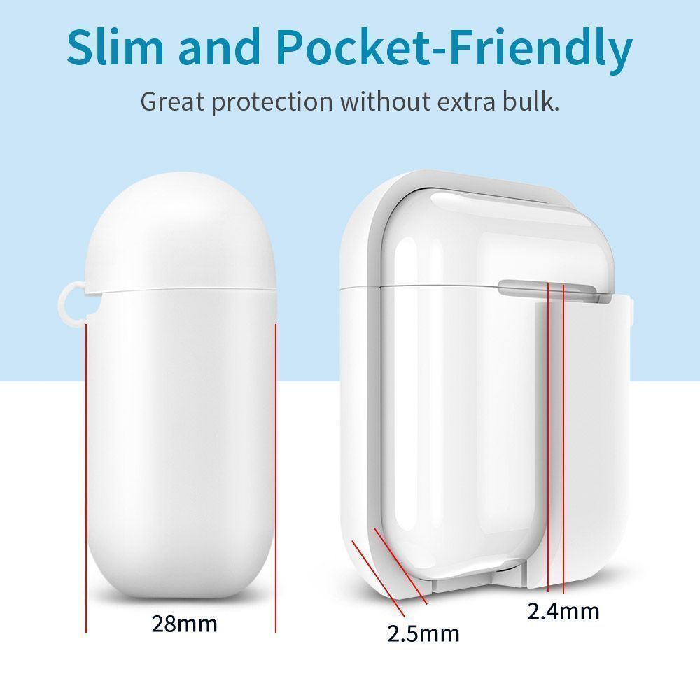 ESR AirPods Protective Silicone Case White (With Keychain) APPLE AIRPODS ESR ESR AirPods Protective Silicone Case White (With Keychain) - Image 4