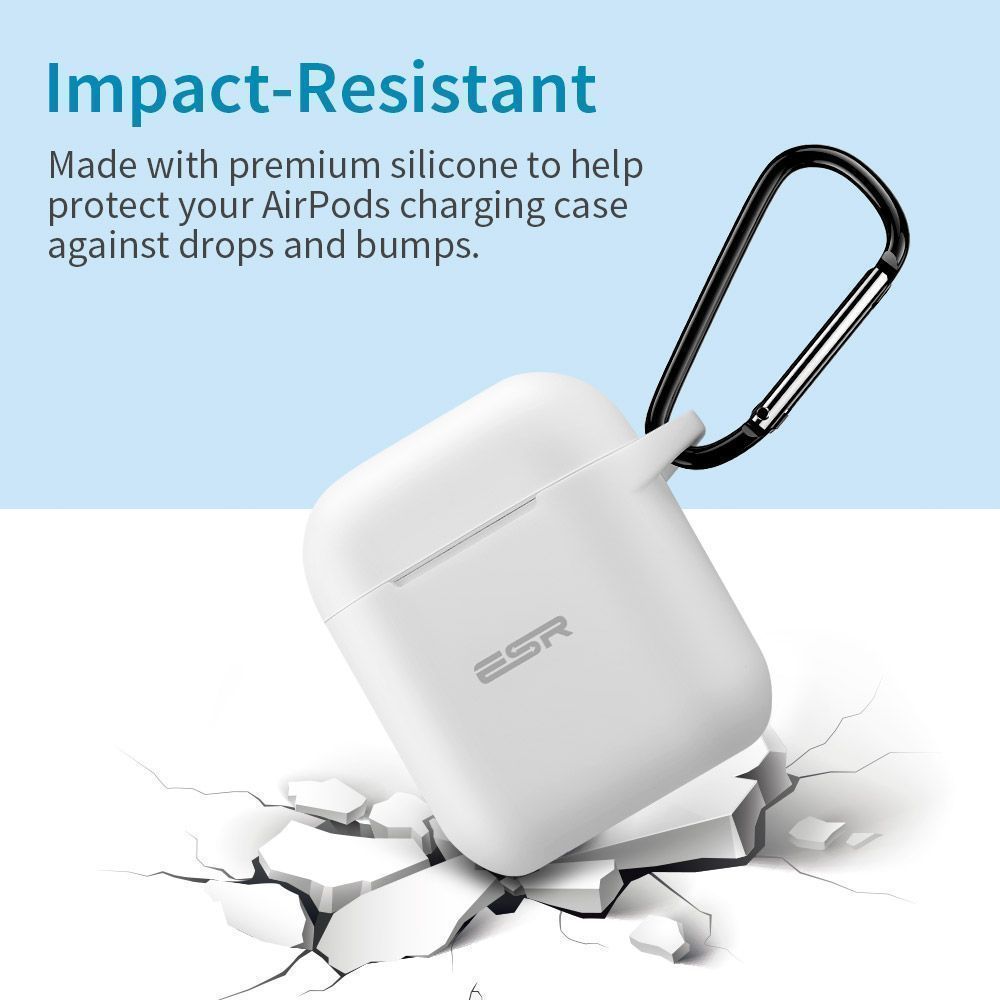 ESR AirPods Protective Silicone Case White (With Keychain) APPLE AIRPODS ESR ESR AirPods Protective Silicone Case White (With Keychain) - Image 5