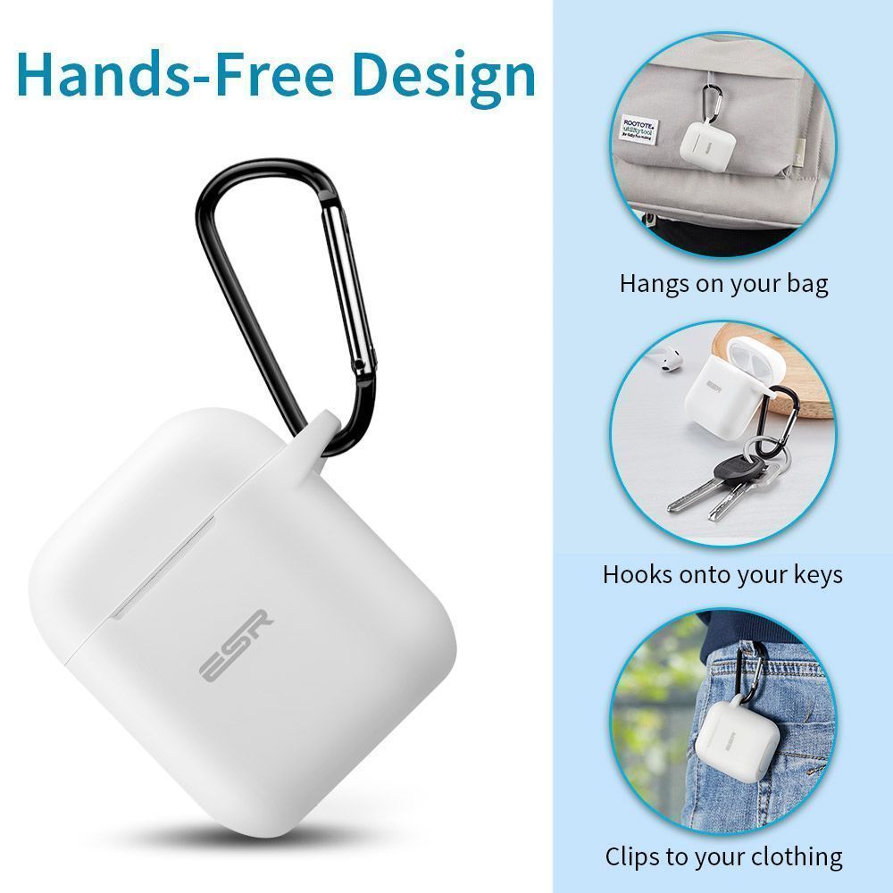 ESR AirPods Protective Silicone Case White (With Keychain) APPLE AIRPODS ESR ESR AirPods Protective Silicone Case White (With Keychain) - Image 7