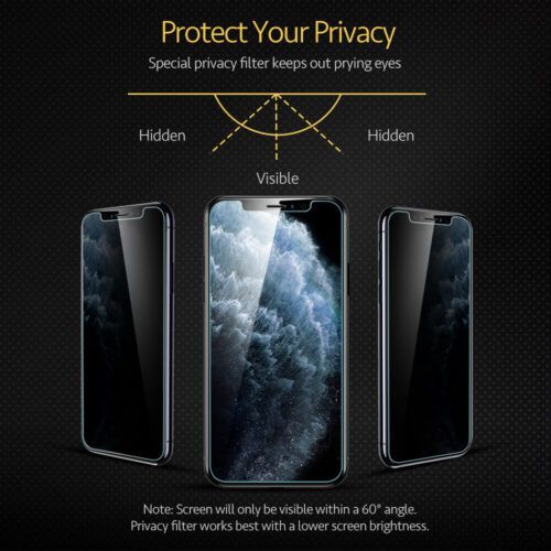 Alternative view of ESR Full Cover Privacy Tempered Glass iPhone X/Xs/11 Pro (With Easy Installation Kit)