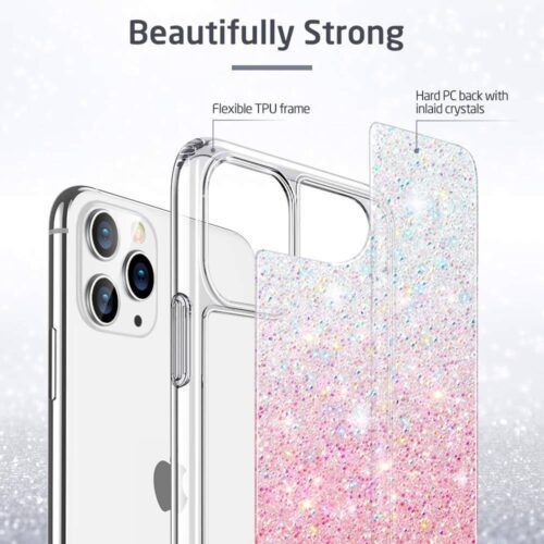Alternative view of ESR Glamour Crystal Glitter Case Ombra Pink iPhone 11 Pro Max