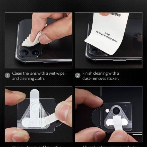 Alternative view of ESR Tempered Glass 9H Camera Lens iPhone 11 Pro/11 Pro Max (2-Pack)