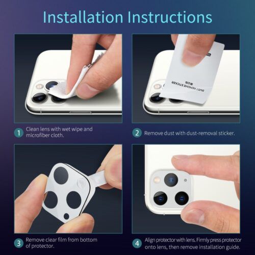 Alternative view of ESR Full Cover 9H Camera Glass iPhone 11 Pro/11 Pro Max Silver