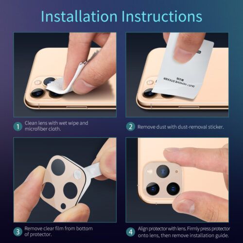 Alternative view of ESR Full Cover 9H Camera Glass iPhone 11 Pro/11 Pro Max Gold
