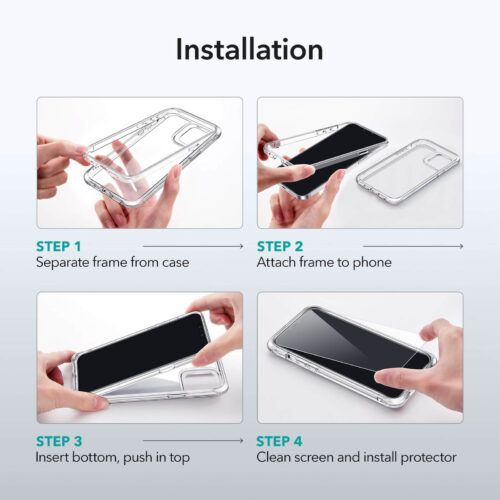 Alternative view of ESR iPhone 12 Pro Max Alliance 360 Case with 2 Tempered Glasses Clear (4894240122372)
