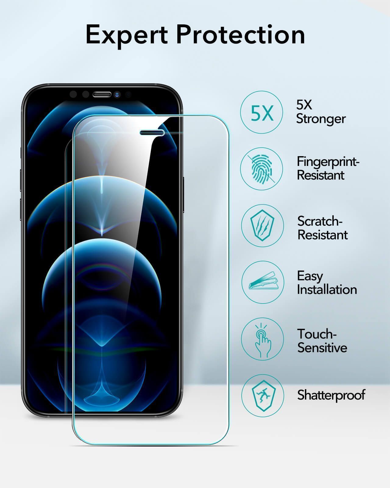ESR iPhone 12 Pro Max Sidekick Case Clear + Tempered Glass (2-Pack With Easy Installation Frame) STOCK OFFERS ESR ESR iPhone 12 Pro Max Sidekick Case Clear + Tempered Glass (2-Pack With Easy Installation Frame) - Image 9