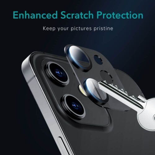 Alternative view of ESR Full Cover 9H Camera Glass iPhone 12 mini Black (2-Pack)