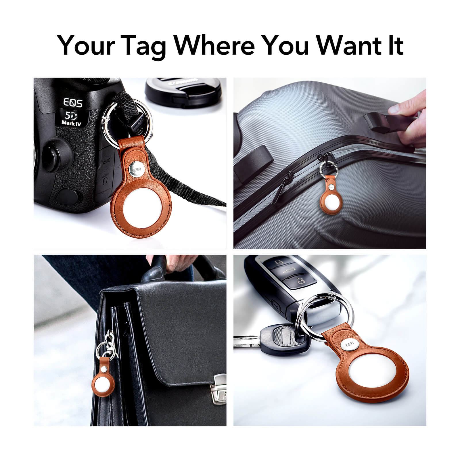 ESR AirTag Metro Leather Keychain Case Brown ΘΗΚΕΣ ESR ESR AirTag Metro Leather Keychain Case Brown - Image 4