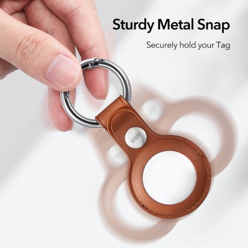 Alternative view of ESR AirTag Metro Leather Keychain Case Brown