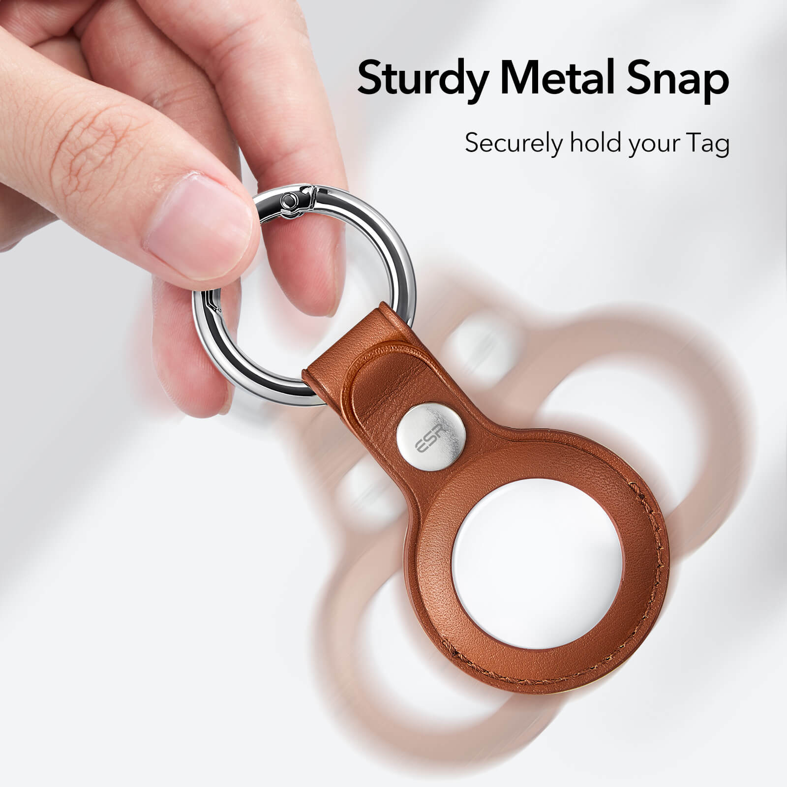 ESR AirTag Metro Leather Keychain Case Brown ΘΗΚΕΣ ESR ESR AirTag Metro Leather Keychain Case Brown - Image 2
