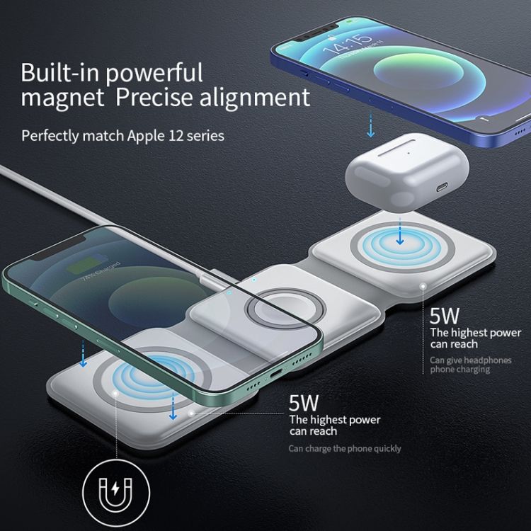 Siipro 3in1 MagSafe 15W Wireless Charging Folding Station Black (SW-42B) APPLE WATCH SIIPRO Siipro 3in1 MagSafe 15W Wireless Charging Folding Station Black (SW-42B) - Image 6
