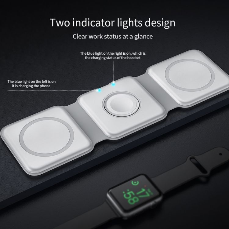 Siipro 3in1 MagSafe 15W Wireless Charging Folding Station Black (SW-42B) APPLE WATCH SIIPRO Siipro 3in1 MagSafe 15W Wireless Charging Folding Station Black (SW-42B) - Image 4