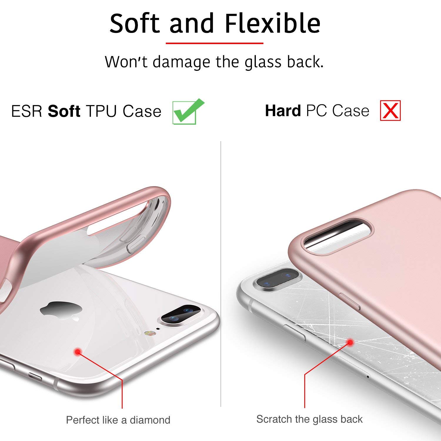 ESR iPhone 7 Plus/8 Plus Slim Fit Matte Case Rose Gold (X001H8L5F9) ΘΗΚΕΣ ESR ESR iPhone 7 Plus/8 Plus Slim Fit Matte Case Rose Gold (X001H8L5F9) - Image 5