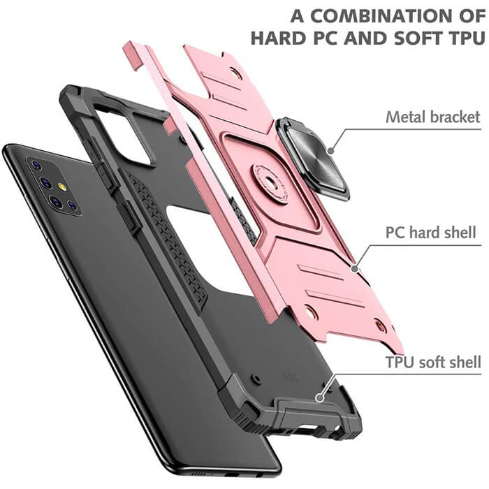Armor Ringstand Case Rose Gold Xiaomi Redmi Note 10 5G/Poco M3 Pro 5G ΘΗΚΕΣ OEM Armor Ringstand Case Rose Gold Xiaomi Redmi Note 10 5G/Poco M3 Pro 5G - Image 3