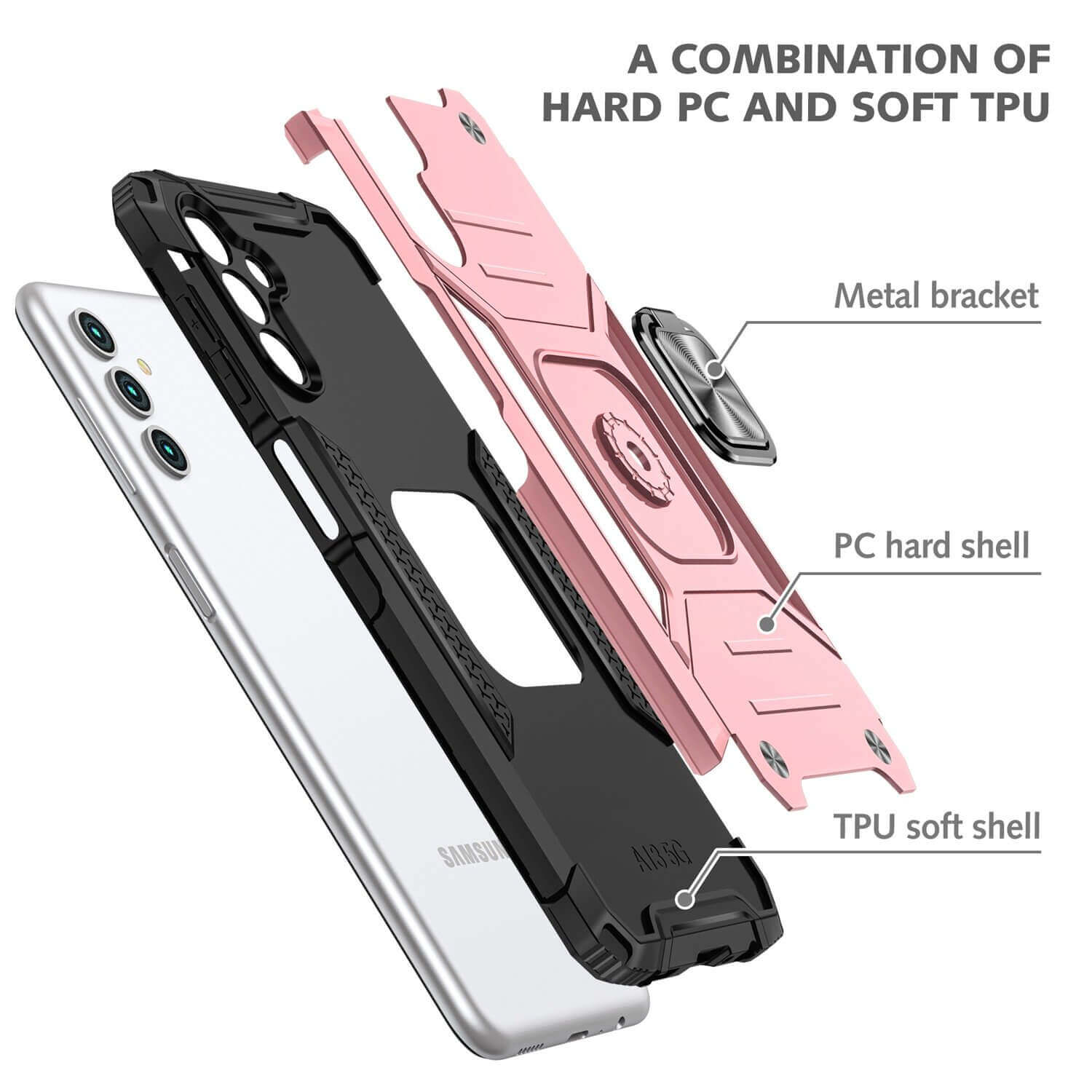 Θήκη Armor Ringstand Rose Gold Samsung Galaxy A15 ΘΗΚΕΣ Orso Θήκη Armor Ringstand Rose Gold Samsung Galaxy A15 - Image 5