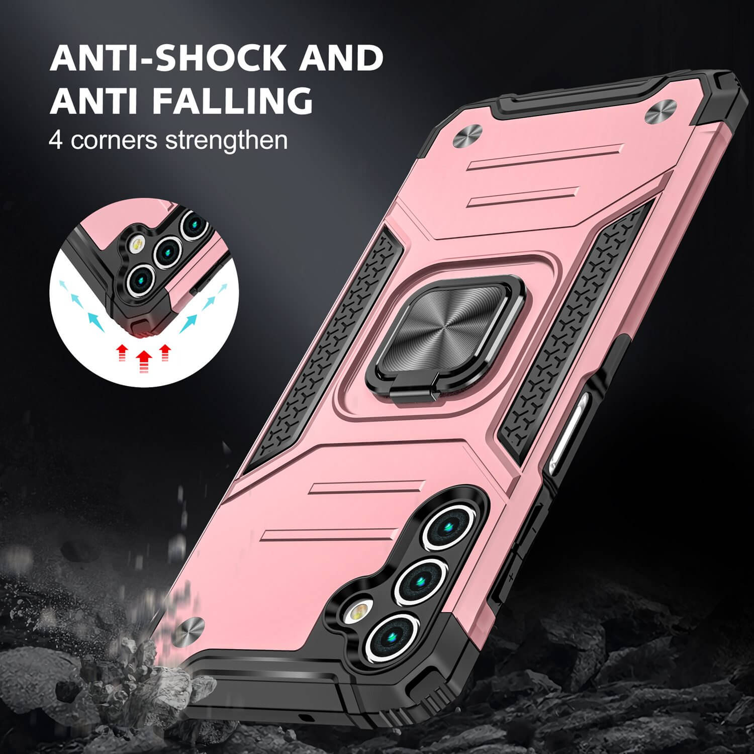 Θήκη Armor Ringstand Rose Gold Samsung Galaxy A15 ΘΗΚΕΣ Orso Θήκη Armor Ringstand Rose Gold Samsung Galaxy A15 - Image 3