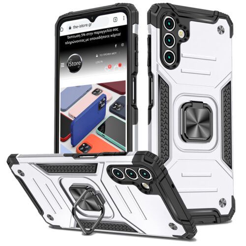 Θήκη Armor Ringstand Silver Samsung Galaxy A15 ΘΗΚΕΣ Orso Θήκη Armor Ringstand Silver Samsung Galaxy A15