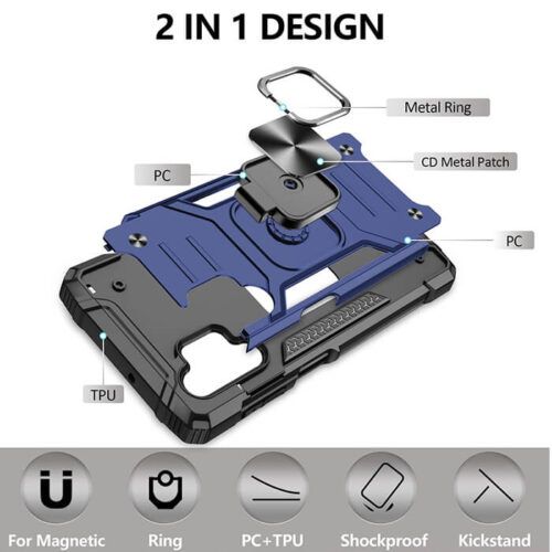 Alternative view of Armor Ringstand Case Blue Samsung Galaxy A32 5G