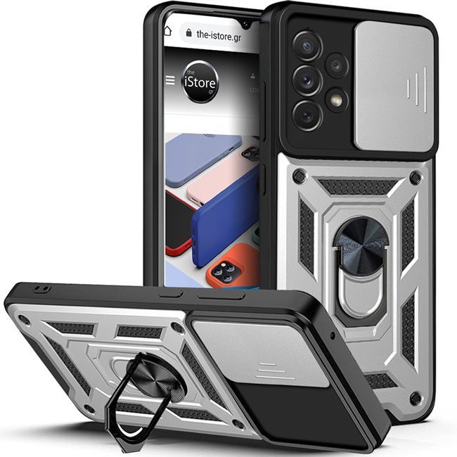 Combo Kickstand Slide Camera Case Silver Samsung Galaxy A32 4G ΘΗΚΕΣ OEM Combo Kickstand Slide Camera Case Silver Samsung Galaxy A32 4G