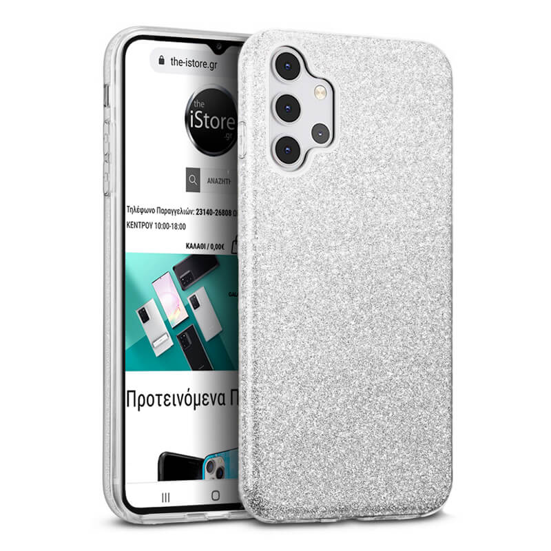 Hybrid Strass Silver Case Samsung Galaxy A32 5G ΘΗΚΕΣ OEM Hybrid Strass Silver Case Samsung Galaxy A32 5G