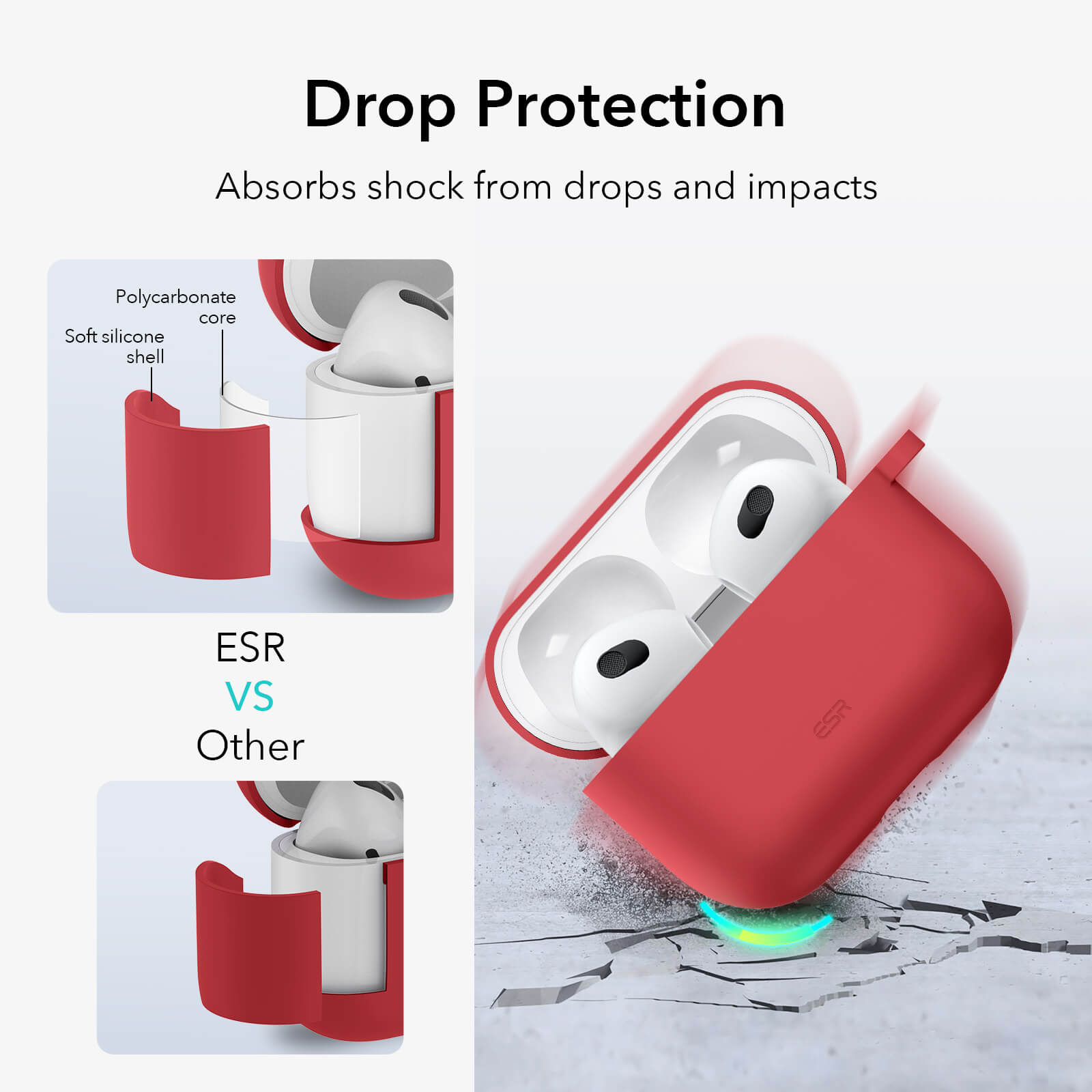 ESR AirPods 3 Bounce Series Case Red APPLE AIRPODS ESR ESR AirPods 3 Bounce Series Case Red - Image 3