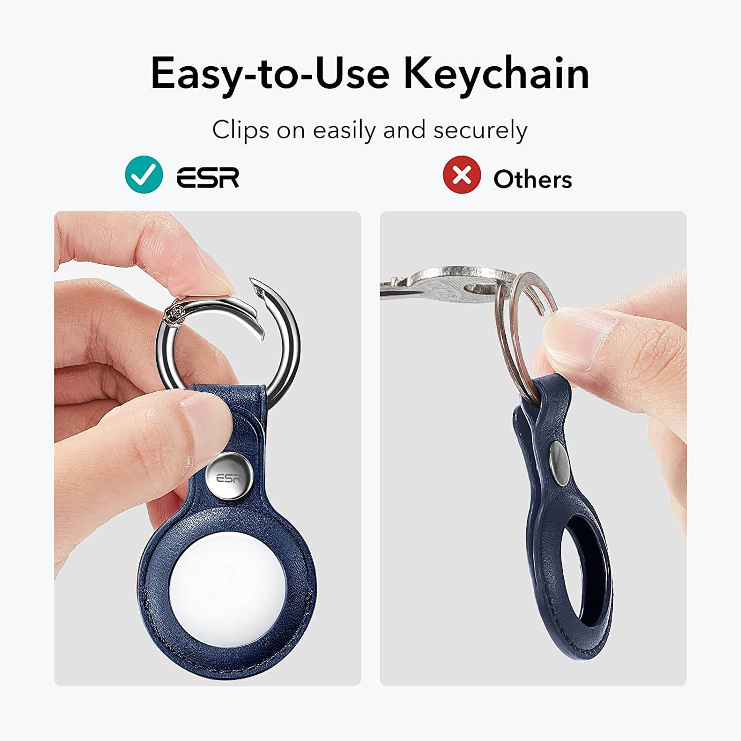 ESR AirTag Metro Leather Keychain Case Blue ΘΗΚΕΣ ESR ESR AirTag Metro Leather Keychain Case Blue - Image 5