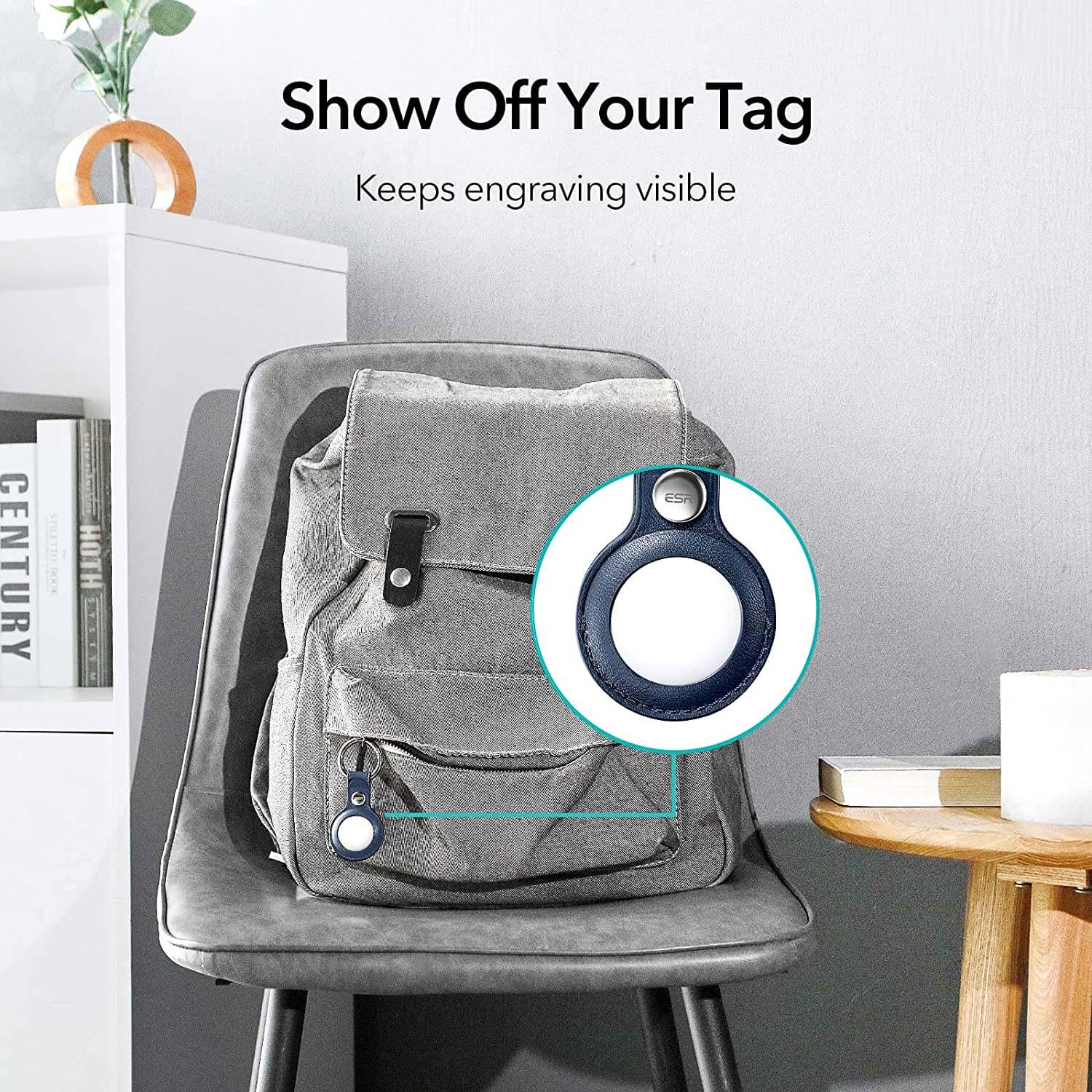 ESR AirTag Metro Leather Keychain Case Blue ΘΗΚΕΣ ESR ESR AirTag Metro Leather Keychain Case Blue - Image 6