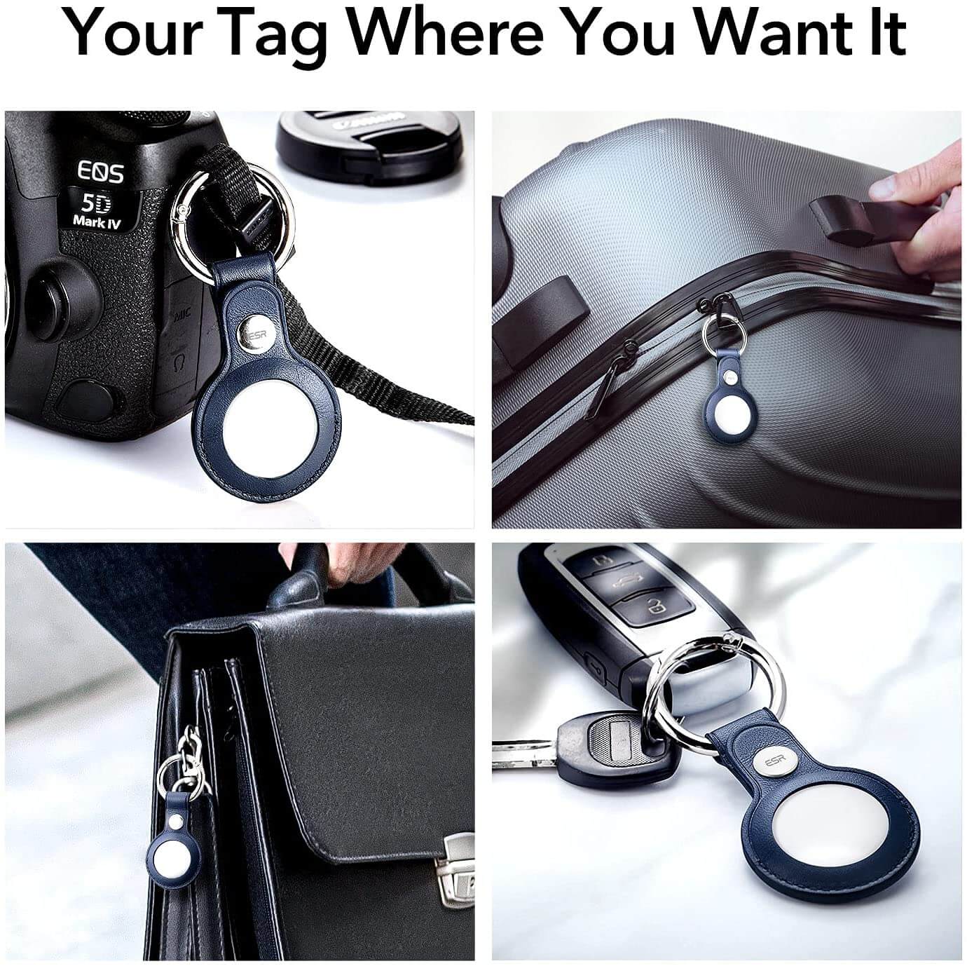 ESR AirTag Metro Leather Keychain Case Blue ΘΗΚΕΣ ESR ESR AirTag Metro Leather Keychain Case Blue - Image 4