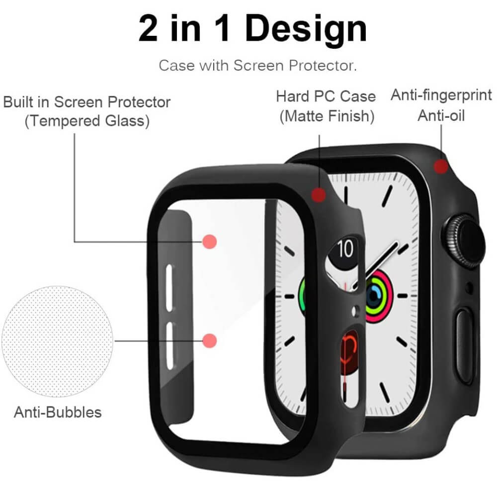 2-in-1 Hard Frame Black + Tempered Glass Apple Watch 41mm APPLE WATCH OEM 2-in-1 Hard Frame Black + Tempered Glass Apple Watch 41mm - Image 4