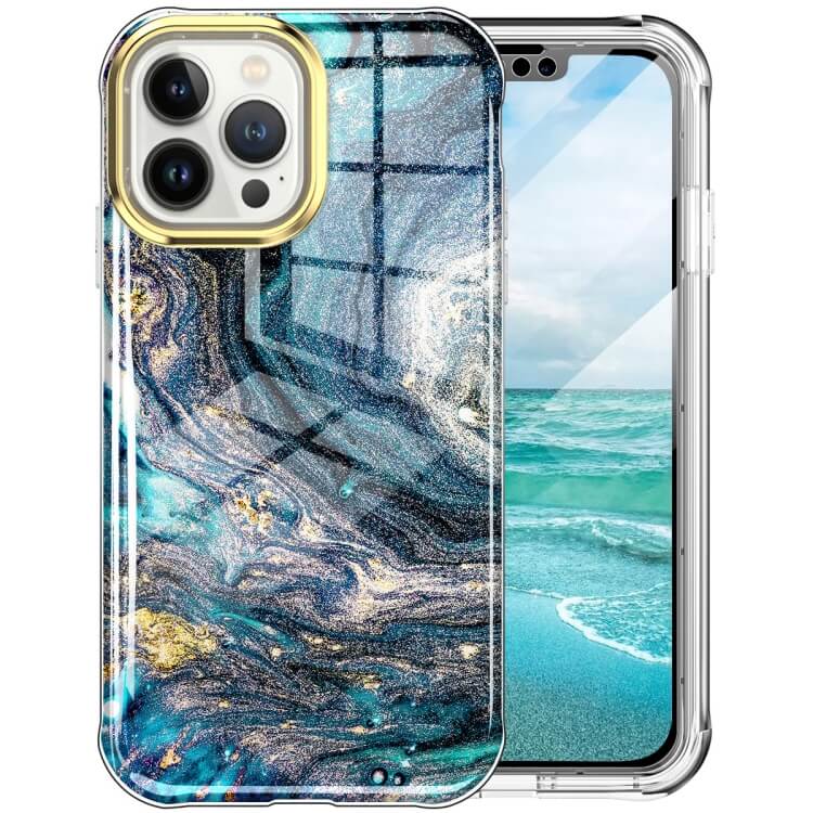 iPhone 13 Pro Max Full Body 360 Case Marble Luxury Blue ΘΗΚΕΣ OEM iPhone 13 Pro Max Full Body 360 Case Marble Luxury Blue - Image 5