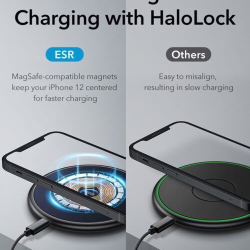 Alternative view of ESR HaloLock MagSafe Tidal Magnetic Charger Blue (ECW5-1)