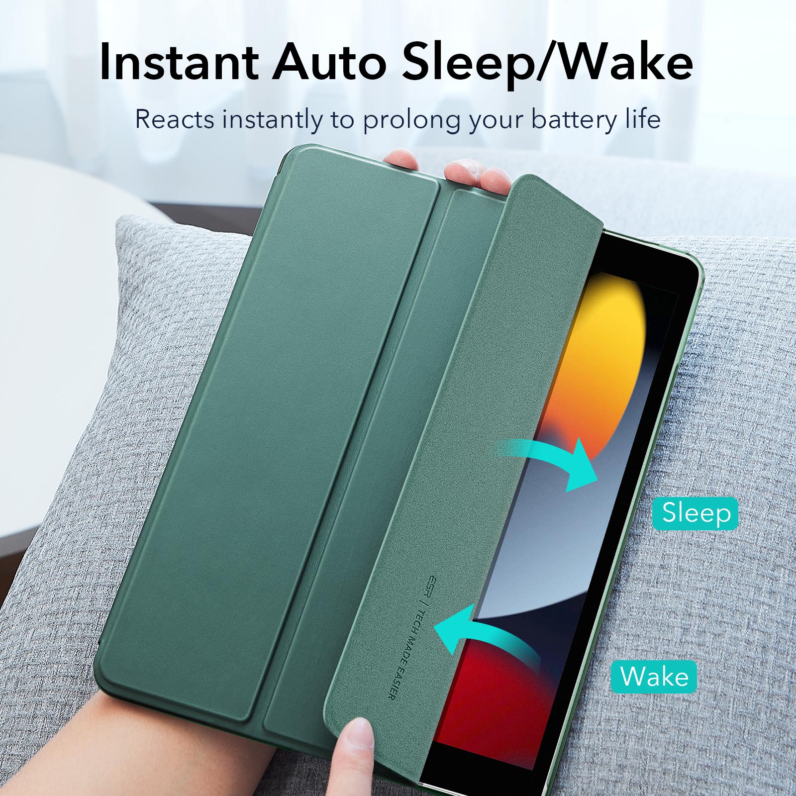 ESR Set Ascend Trifold Case Cactus Green + Tempered Glass iPad Air 4/5 ΘΗΚΕΣ ESR ESR Set Ascend Trifold Case Cactus Green + Tempered Glass iPad Air 4/5 - Image 2