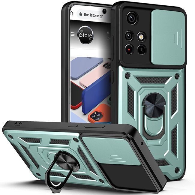 Combo Kickstand Slide Camera Case Green Xiaomi Redmi Note 11s 5G ΘΗΚΕΣ OEM Combo Kickstand Slide Camera Case Green Xiaomi Redmi Note 11s 5G