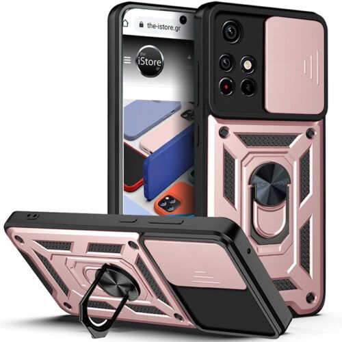 Combo Kickstand Slide Camera Case Rose Gold Xiaomi Redmi Note 11s 5G ΘΗΚΕΣ OEM Combo Kickstand Slide Camera Case Rose Gold Xiaomi Redmi Note 11s 5G