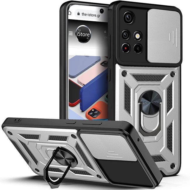 Combo Kickstand Slide Camera Case Silver Xiaomi Redmi Note 11s 5G ΘΗΚΕΣ OEM Combo Kickstand Slide Camera Case Silver Xiaomi Redmi Note 11s 5G