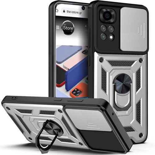 Combo Kickstand Slide Camera Case Silver Xiaomi Poco M4 Pro 4G ΘΗΚΕΣ OEM Combo Kickstand Slide Camera Case Silver Xiaomi Poco M4 Pro 4G